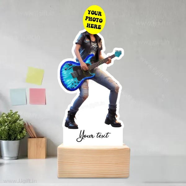 Electric Guitar Girl Caricature, Personalized Desk Stand for Rock Fans - Image 3