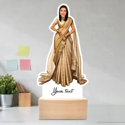 Elegant Saree Lady Caricature, Indian Ethnic Outfit Gift for Her