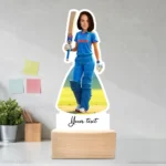 Girl Cricketer Caricature Showpiece , Unique Cricket Gift For Her