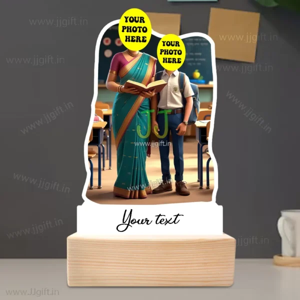 Guru-Shishya Acrylic Caricature Gift – Personalized Teacher’s Day Showpiece For Female Teacher - Image 3