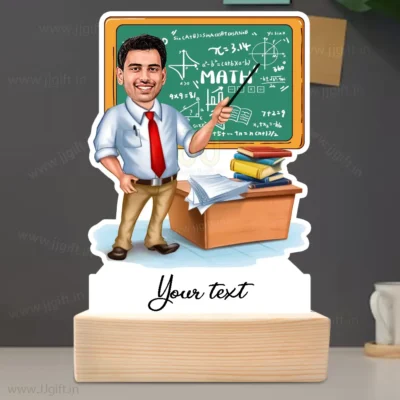 Maths Teacher Caricature Standee Gift, Unique Personalized Gift for Math Professors or Tuition Teachers, Table Standee Gift For Maths Teacher