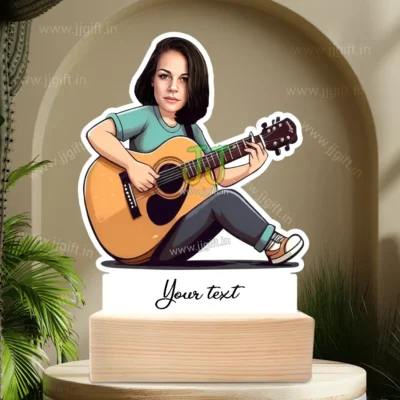 Personalized Acoustic Guitar Caricature Standee Gift for Her -- Guitar Girl Edition