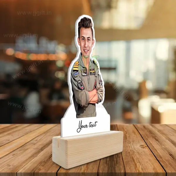 Personalized Air Force Pilot Caricature Standee, Custom Military Aviator Gift for Indian Air Force Officers - Image 2