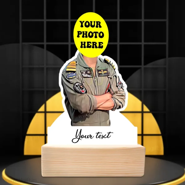 Personalized Air Force Pilot Caricature Standee, Custom Military Aviator Gift for Indian Air Force Officers - Image 3