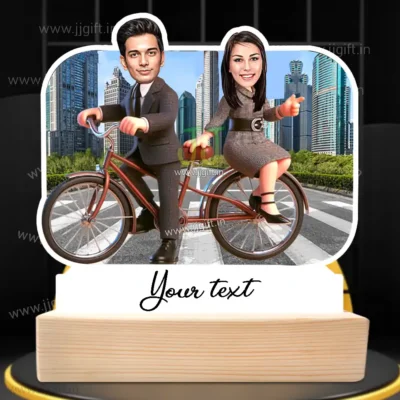 Personalized Couple Caricature on Bicycle - Custom Romantic Gift