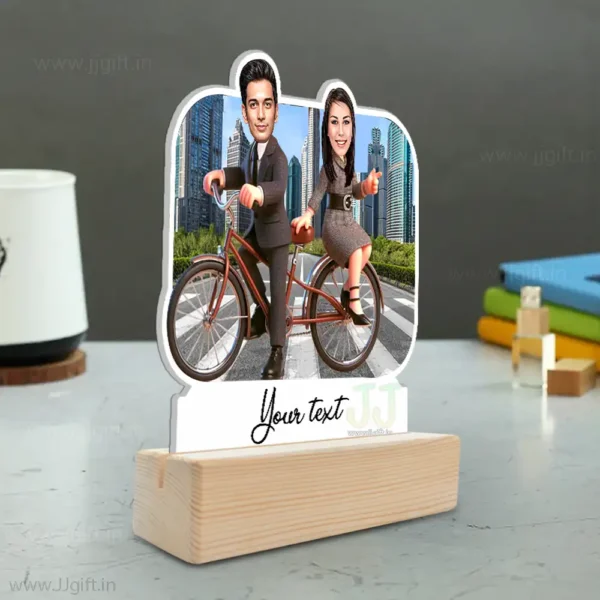 Personalized Couple Caricature on Bicycle - Custom Romantic Gift - Image 2