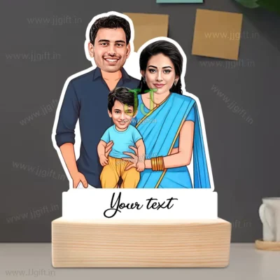 Personalized Family Caricature Standee Gift for Parents With boy