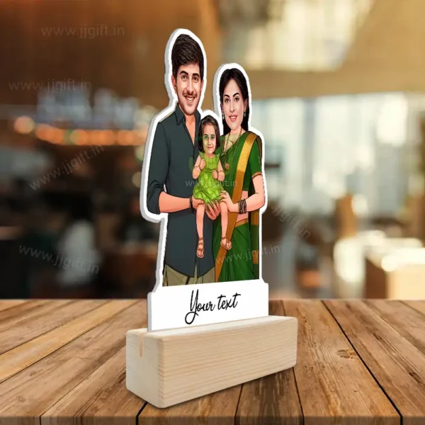 Personalized Family Caricature With 1 Couple and 1 Girl - Ethnic Outfit Edition - Image 2