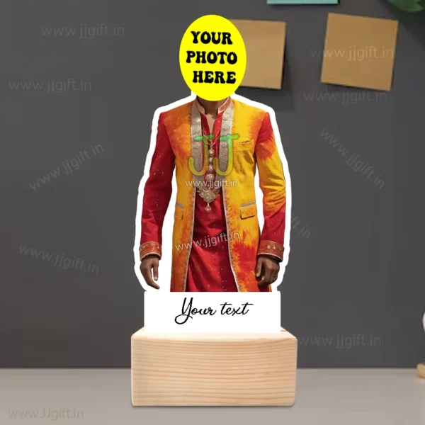 Royal Rajasthani Outfit Caricature Gift Idea, Personalized Rajasthani Man Caricature Table Stand - Image 3