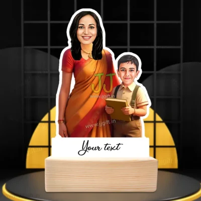 Thank You Teacher Personalized Caricature With School Kid, Personalized Showpiece For Teacher And Student