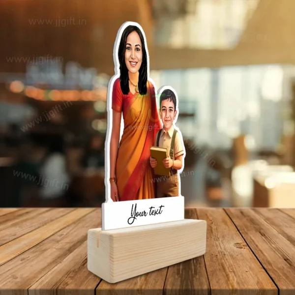 Thank You Teacher Personalized Caricature With School Kid, Personalized Showpiece For Teacher And Student - Image 2