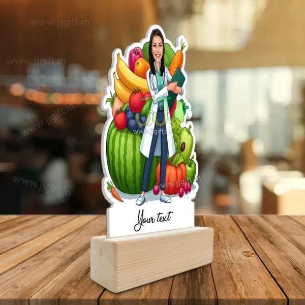 Custom Dietitian Caricature Standee Gift, Personalized Nutritionist Cartoon Showpiece with Fruits & Vegetables - Image 2