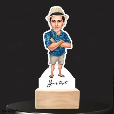 Customized Beach Look Caricature Standee, Personalized Summer Outfit Cartoon Figurine
