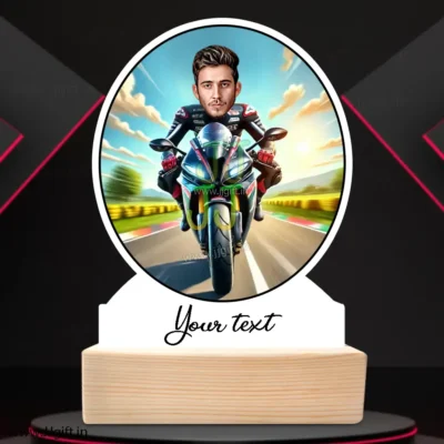 Customized Bike Racer Caricature Showpiece, Personalized Motorcycle Racing Gift for Him