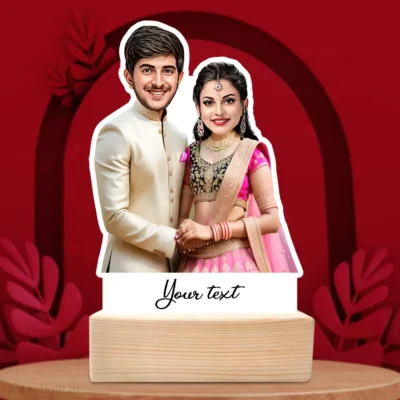 Engagement Couple Caricature Gift Showpiece, Caricature Gift Stand with Custom Photo for Him & Her