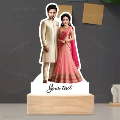 Engagement Couple Caricature Showpiece, Customized Cartoon Standee Gift for Him and Her with Ethnic Outfits
