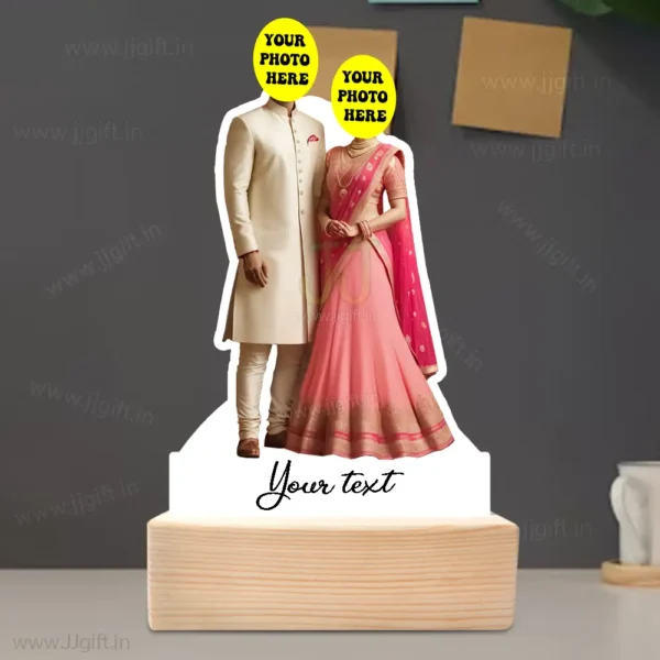 Engagement Couple Caricature Showpiece, Customized Cartoon Standee Gift for Him and Her with Ethnic Outfits - Image 3