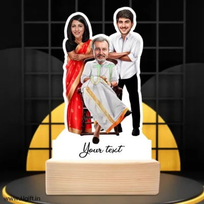 South indian Family caricature of 3