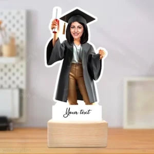 Female Graduate Caricature Standee, Custom Face Cartoon Gift for Her with Certificate and Cap