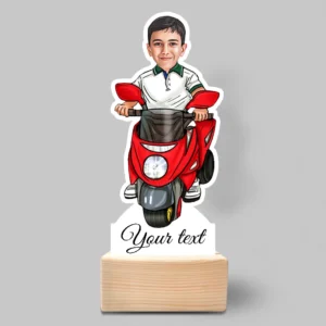 Kid ride on bike caricature