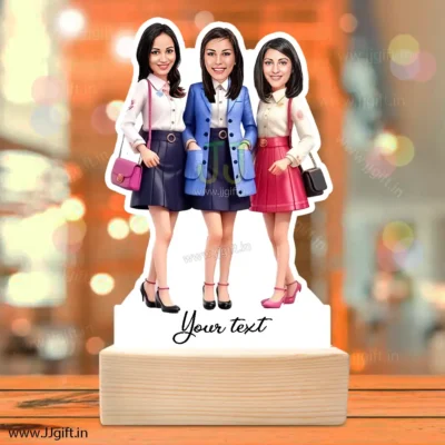 Modern Trio BFF Caricature Gift for Friends-Fashion Squad Edition