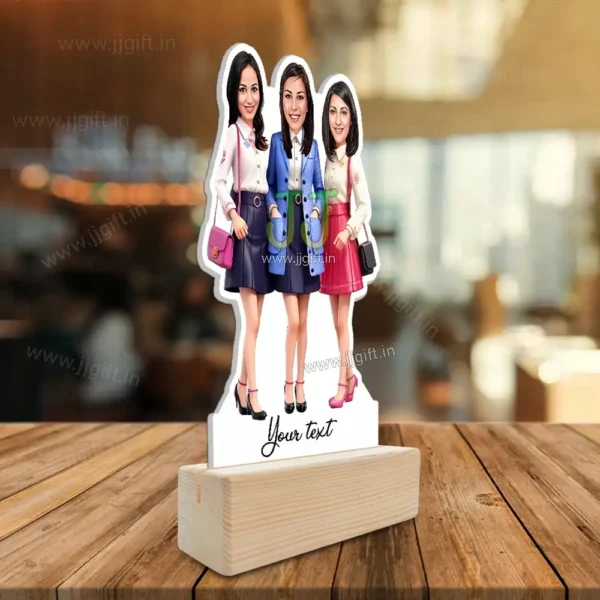 Modern Trio BFF Caricature Gift for Friends-Fashion Squad Edition - Image 2