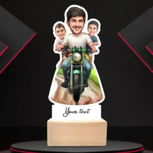 Personalized Family Bike Ride Caricature For Dad & 2 Son Standee, Custom Gift for Dad and Kids Riding Standee
