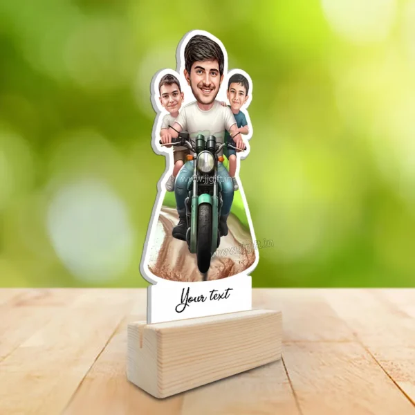 Personalized Family Bike Ride Caricature For Dad & 2 Son Standee, Custom Gift for Dad and Kids Riding Standee - Image 2