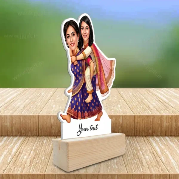 Personalized Indian Mom and Daughter Caricature-The Perfect Pair & Unbreakable Bond - Image 2