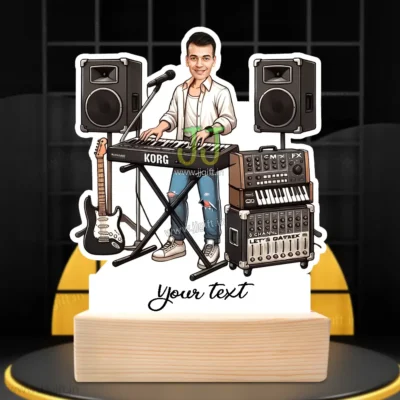 Custom Cartoon Figurine for DJs & Artist with Keyboard, Speakers & Audio Mixer