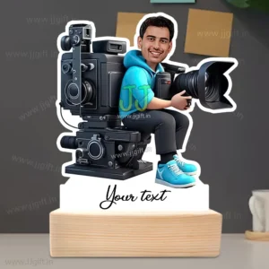 Personalized Videographer Caricature Standy, Custom Photo Stand Gift for Camera Lovers, Film Makers, and YouTubers