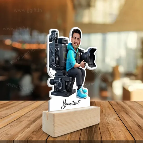 Personalized Videographer Caricature Standy, Custom Photo Stand Gift for Camera Lovers, Film Makers, and YouTubers - Image 2