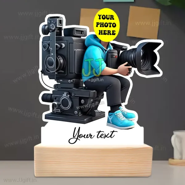 Personalized Videographer Caricature Standy, Custom Photo Stand Gift for Camera Lovers, Film Makers, and YouTubers - Image 3