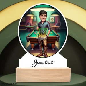 Pool Game lover Personalized Cartoon Standee Gift, Snooker Champion Caricature Gift