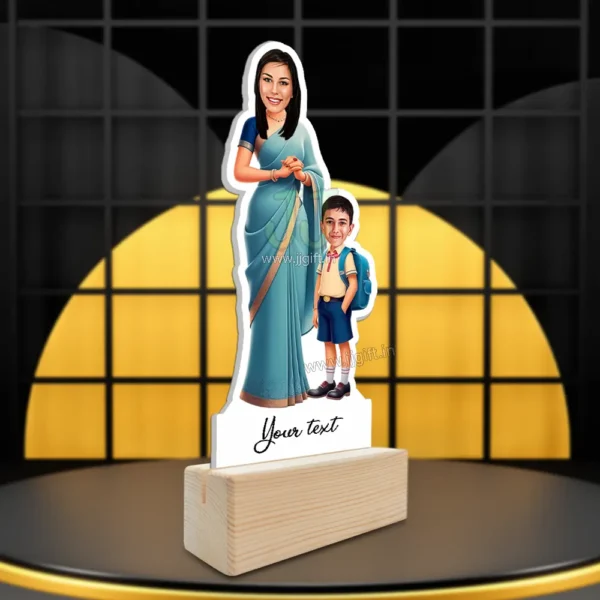 Saraswati Spark Edition-Unique Standee Gift For Teacher with Kid Caricature, Custom Gift for School Farewell or Teachers Day - Image 2