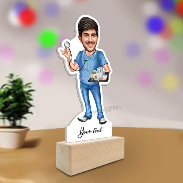 Stylish Male Nurse Caricature Desk Stand with Medical Props, Best Gift Item For Male Nurse - Image 2