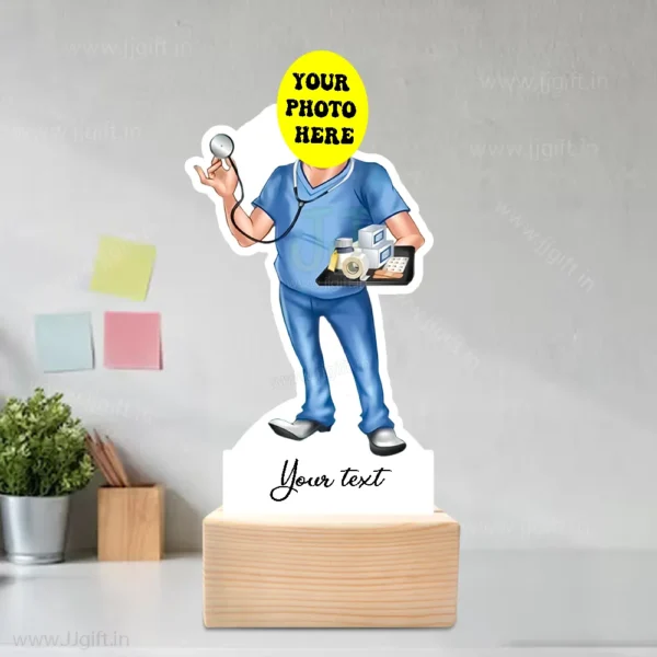 Stylish Male Nurse Caricature Desk Stand with Medical Props, Best Gift Item For Male Nurse - Image 3