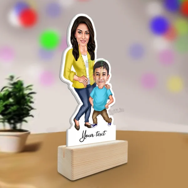 Unique Personalized Mom & Boy Caricature Standee - Image 2