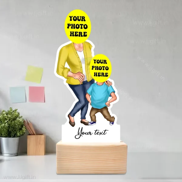 Unique Personalized Mom & Boy Caricature Standee - Image 3