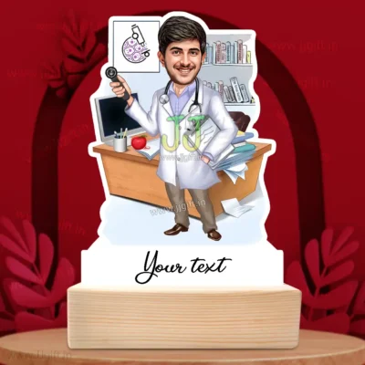 Personalized Pathologist Caricature Gift, Best Medical Laboratory Doctor Present,Pathologist Caricature Stand with Microscope and cell