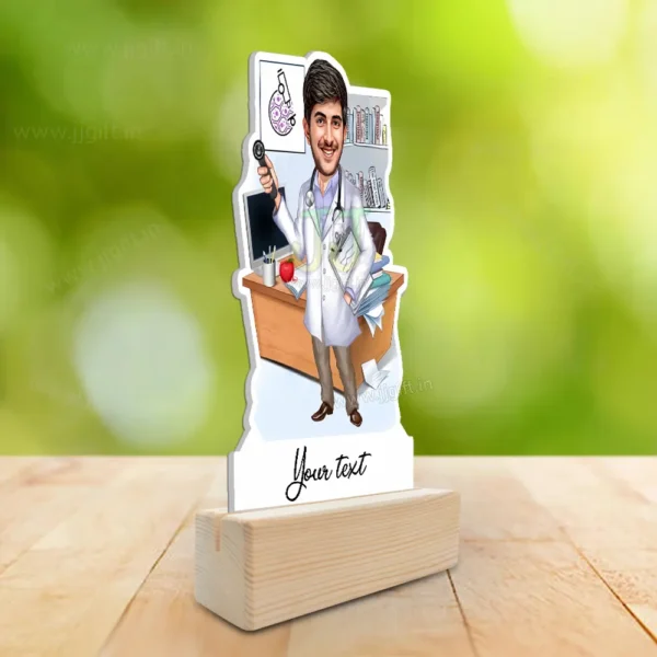 Personalized Pathologist Caricature Gift, Best Medical Laboratory Doctor Present,Pathologist Caricature Stand with Microscope and cell - Image 2