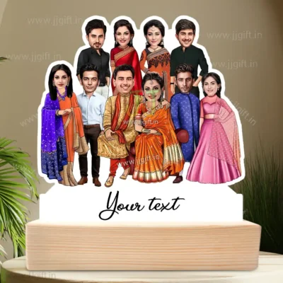 Wedding Couple Caricature with Friends Squad, Friend Group With Bride & Groom Standee Caricature Gift