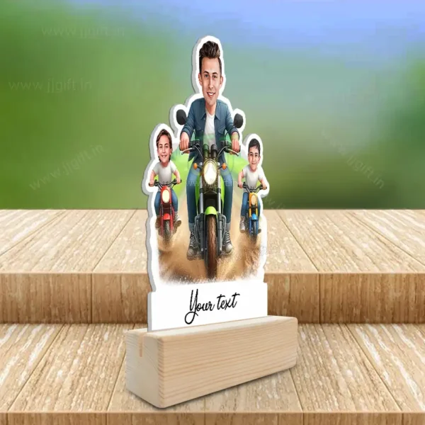 Custom Dad and Children Motorcycle Ride Caricature, Personalized Father with Kids Gift - Image 2