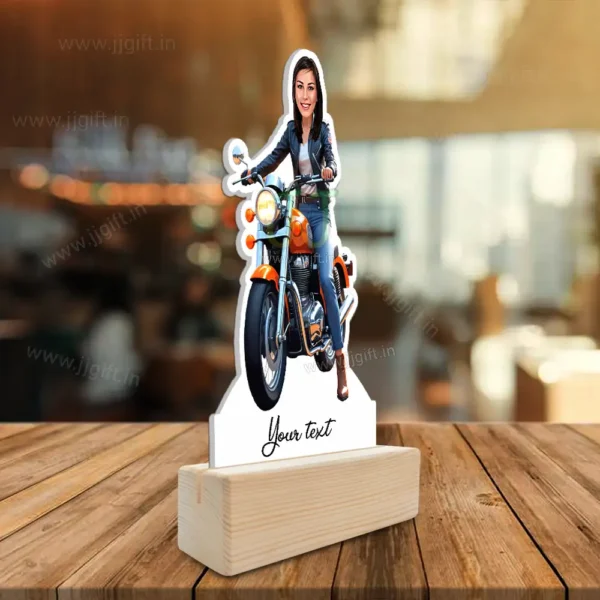 Custom Motorcycle Girl Caricature Standee, Stylish Female Rider Gift for Biker Women - Image 2