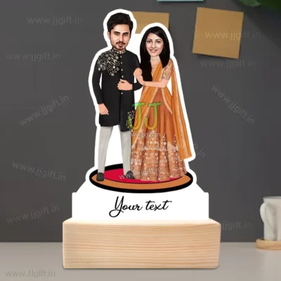 Customized Ethnic Wedding Couple Standy, Stylish Bride Groom Caricature Figurine