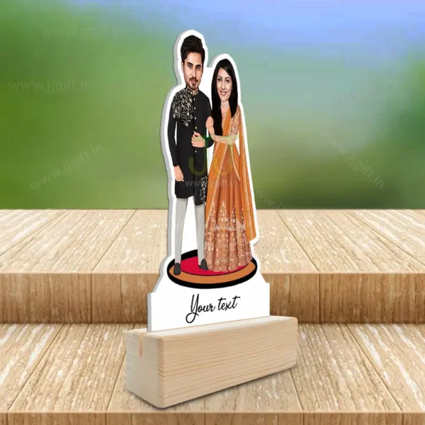 Customized Ethnic Wedding Couple Standy, Stylish Bride Groom Caricature Figurine - Image 3