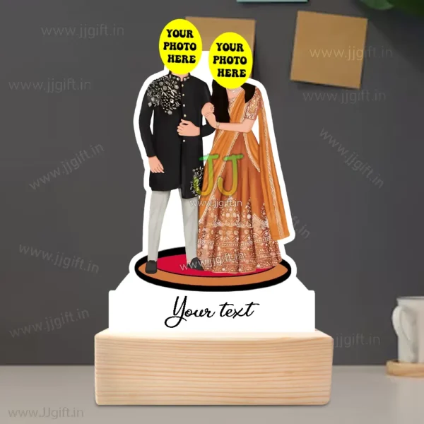 Customized Ethnic Wedding Couple Standy, Stylish Bride Groom Caricature Figurine - Image 2