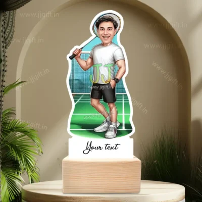 Sporty Badminton Theme Caricature Figurine, Custom Standee for Sports Enthusiasts, Players & Coaches