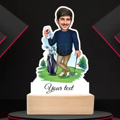 Custom Cartoon Golfer Standee with Golf Club & Ball, Perfect Sports Gift