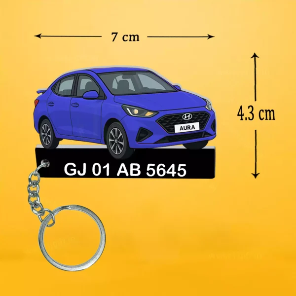 Hyundai Aura Car Keychain With Color Option - Image 2